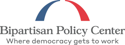 Bipartisan Policy Center logo with blue and white arch and "where democracy goes to work"